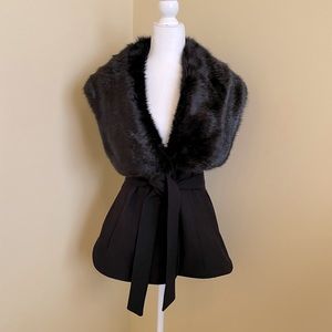 WHBM Faux Fur Vest, Black, M